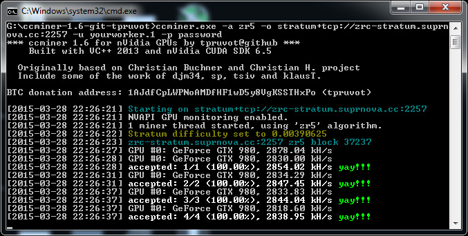 GPU miner screenshot