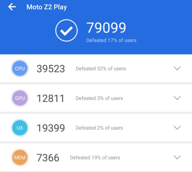 Sw Moto Z2 Play benchmark