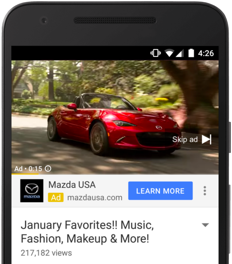 YouTube TrueView for Action Mazda