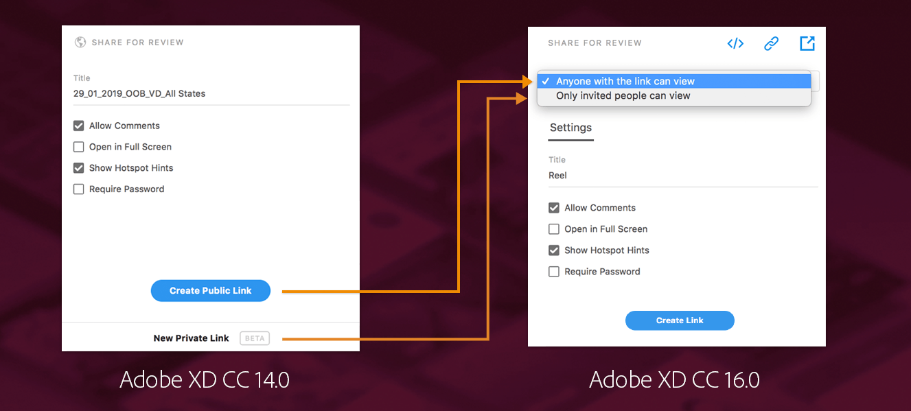 Zrzut ekranu pokazujący zmiany w interfejsie Adobe XD