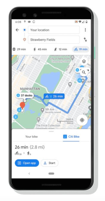 google maps bike