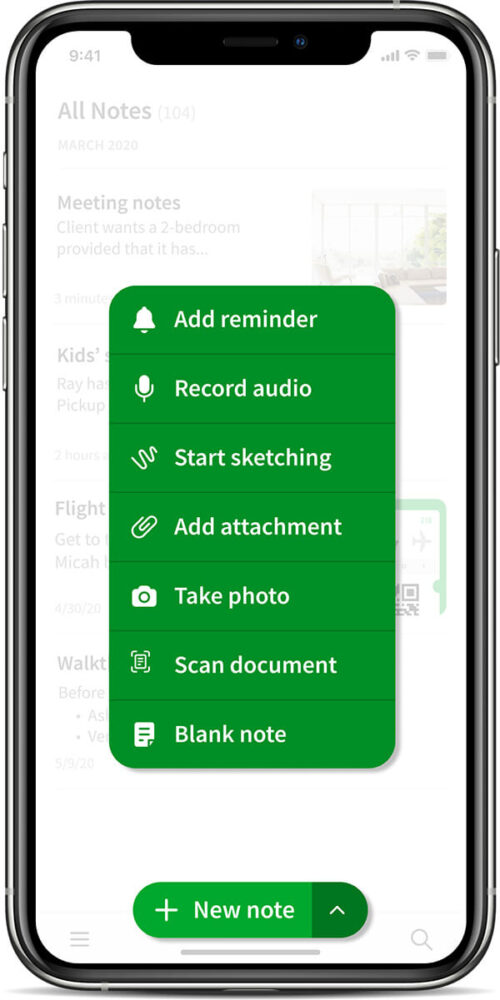 evernote ios notatka